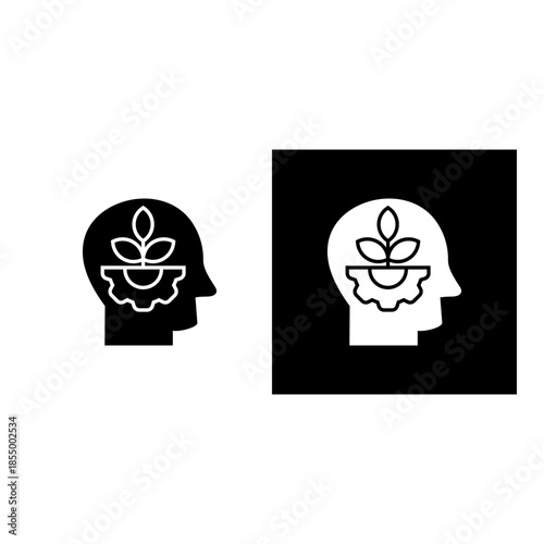 Growth Mindset icon black and white filled.