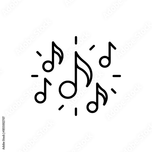 Collection of musical eighth and quarter notes isolated on transparent background