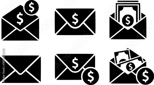 Money icon set. Cash money icon. Dollar bills icon. Vector Illustration.
