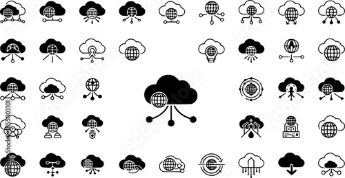 global cloud network icon sign vector
