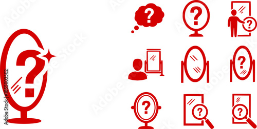 mirror question reflection icon sign vector
