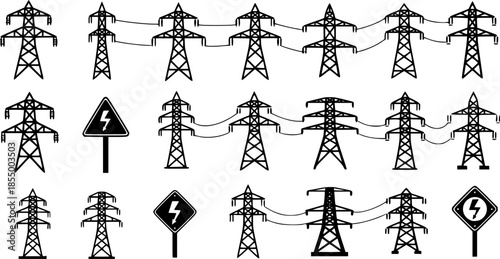 power transmission tower icon sign vector
