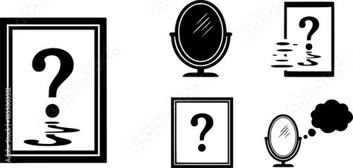 mirror question reflection icon sign vector
