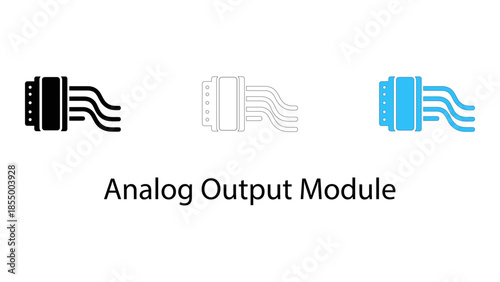 Analog output module icons with connector and wires