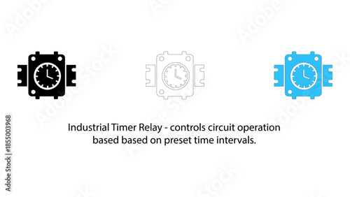 Industrial timer relay icon for circuit operation control