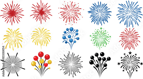 Colorful firework explosion on white background