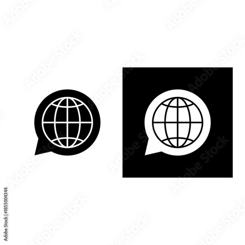 Global  icon black and white filled.