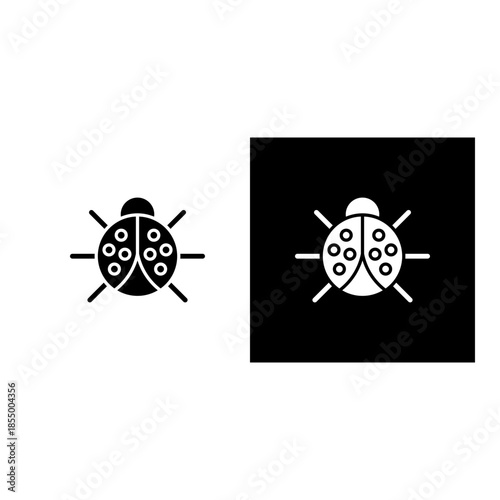 Bug icon black and white filled.