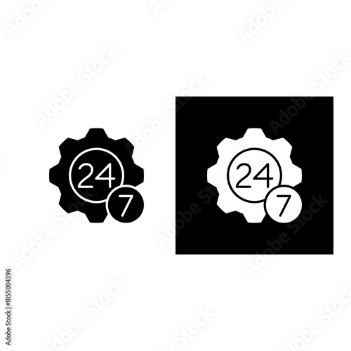 Gear icon black and white filled.