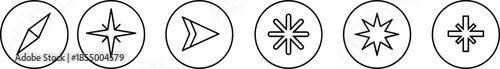 Six different black navigation in circles navigation black circle direction symbols