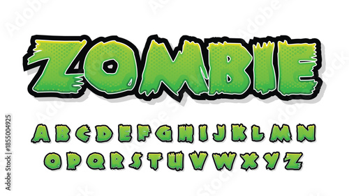 Zombie themed cartoon green typography