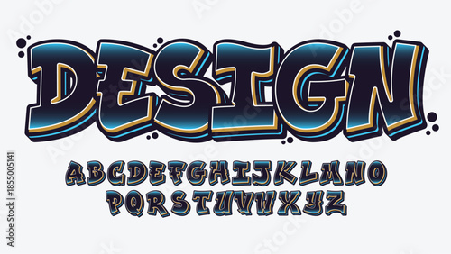 black and blue bold graffiti themed isolated letters
