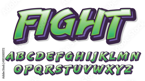 green and purple graffiti style isolated letters