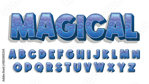 blue 3d cartoon fun pattern font for logos