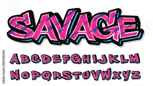pink and blue animal print graffiti themed font