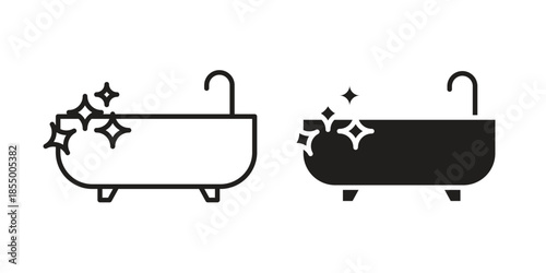 Bathtub cleaning icons for web developers and designers,
