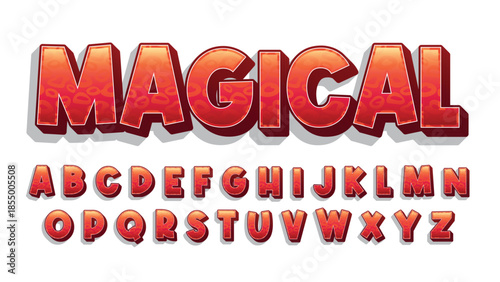 red 3d cartoon fun pattern font for logos