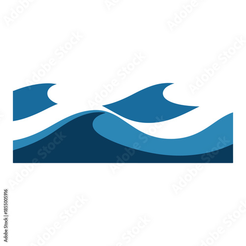 Stylized Abstract Blue Ocean Waves Illustration - Minimalist Sea Water Vector