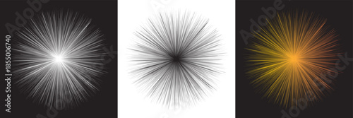 Abstract radial starburst line pattern. Abstract black and white radial lines forming a sharp starburst, representing energy, motion, and dynamic explosion on a clean background.EPS10/AI.

