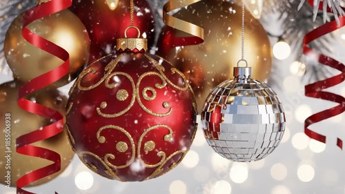 Beautiful holiday decorations sparkling with joy in a winter wonderland filled with festive cheer Generative AI