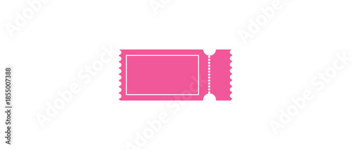 Pink Ticket Icon with Perforated Edge and Admission Pass Style