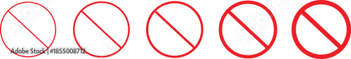 Red Prohibition Symbols Set