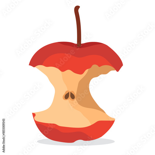fully eaten apple core drawing.