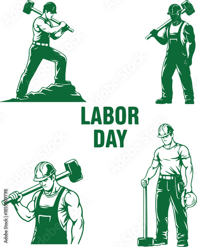 Celebrating labor day with hardworking icons vector Illustration