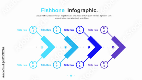 Fishbone diagram. Marketing presentation strategy and business management design information with analysis of plans and reports for vector clients