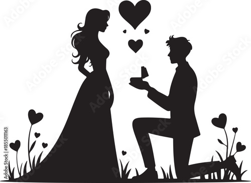 Couple proposal romantic gift heart silhouette engagement