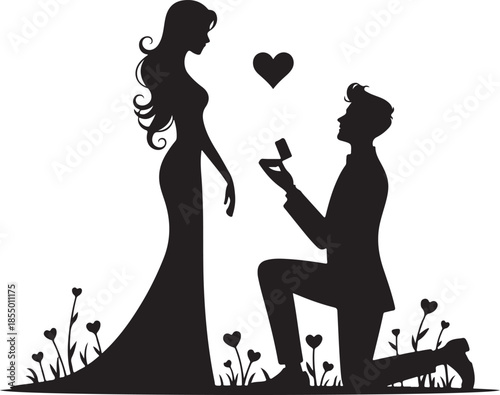 Couple proposal romantic gift heart silhouette engagement