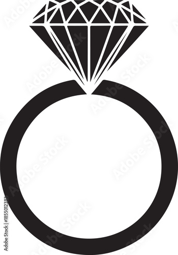Elegant diamond engagement ring vector illustration silhouette