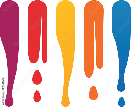 Vibrant drips of colorful paint trails scalable vector illustration