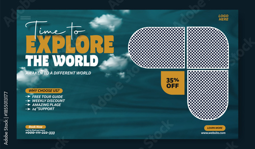 Time to Explore the World: Professional Travel Flyer and Social Media Kit,
Modern Travel Package Flyer & Social Media Post Design with 35% Discount.
Corporate Travel Agency Flyer and Square.