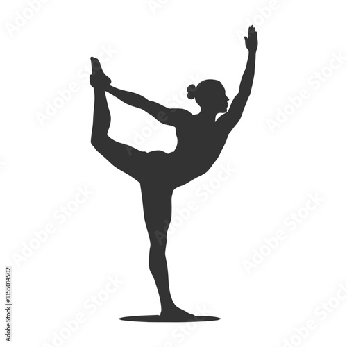 Silhouette of a woman in a yoga pose on a white background female