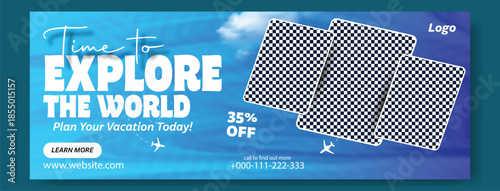 Time to Explore the World: Professional Travel Flyer and Social Media Kit,
Modern Travel Package Flyer & Social Media Post Design with 35% Discount.
Corporate Travel Agency Flyer and Square.