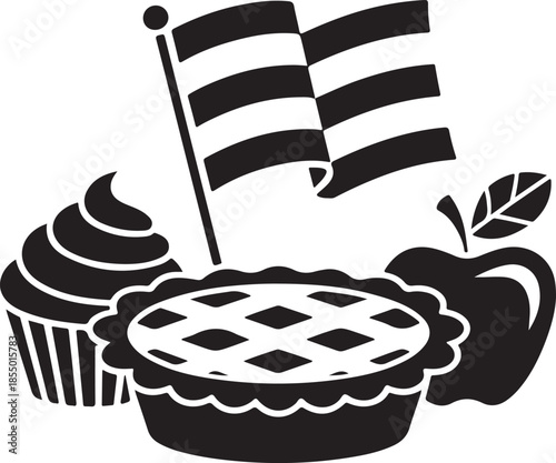 National Meat Pie Day Silhouette Vector Illustration, Solid White Background