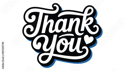Thank you hand lettering typography design with bold decorative script style for gratitude message, appreciation concept, greeting card and modern branding use