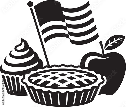 National Meat Pie Day Silhouette Vector Illustration, Solid White Background