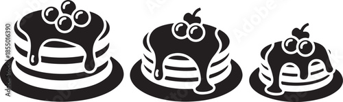 Pancake stack minimal icon set, black color and white background