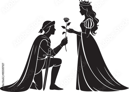 Prince Proposing to Princess A Classic Fairytale Illustration