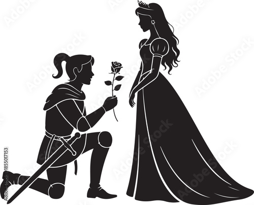 Prince Proposing to Princess A Classic Fairytale Illustration