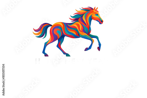 Vibrant Abstract Colorful Horse Art | Dynamic Equine Vector Illustration