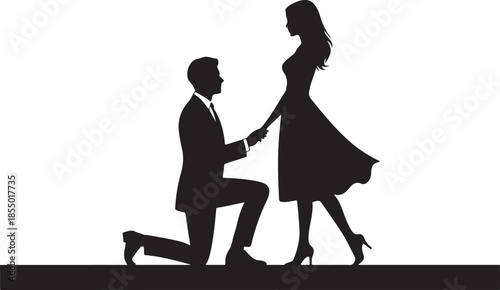Propose silhouette vector illustration, Propose silhouette, Valentine