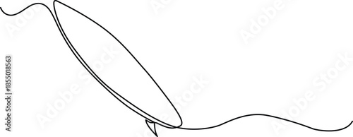 Minimalist line drawing of a surfboard Vector