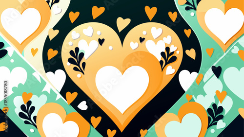 Heart pattern background with floral design