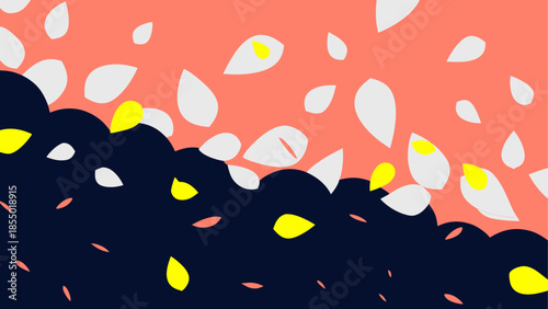 Vibrant floral pattern with white and yellow petals