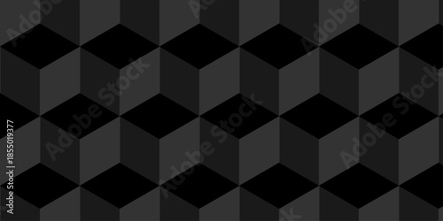 Abstract square gradient black cubic square shape backdrop texture. cube geometric wall and floor vector diamond hexagon triangle wallpaper background.