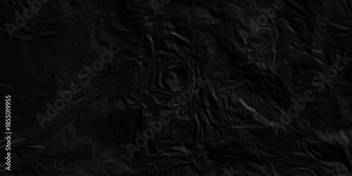 black paper crumple decoration page creased torn texture background.