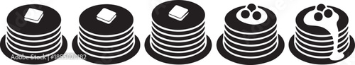 Set of pancake stack icon vector illustration isolated on white background